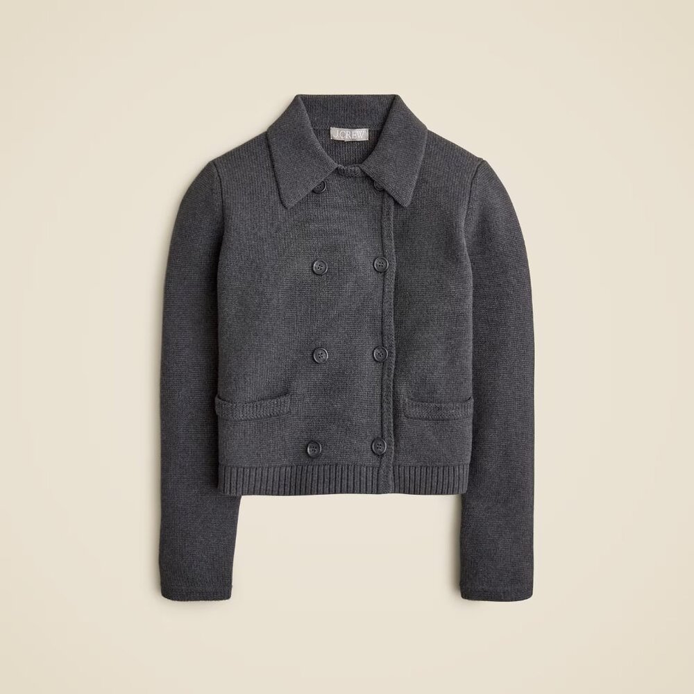 NWT J.Crew Marielle Cropped Cardigan in Heather Charcoal Knit Sweater XS